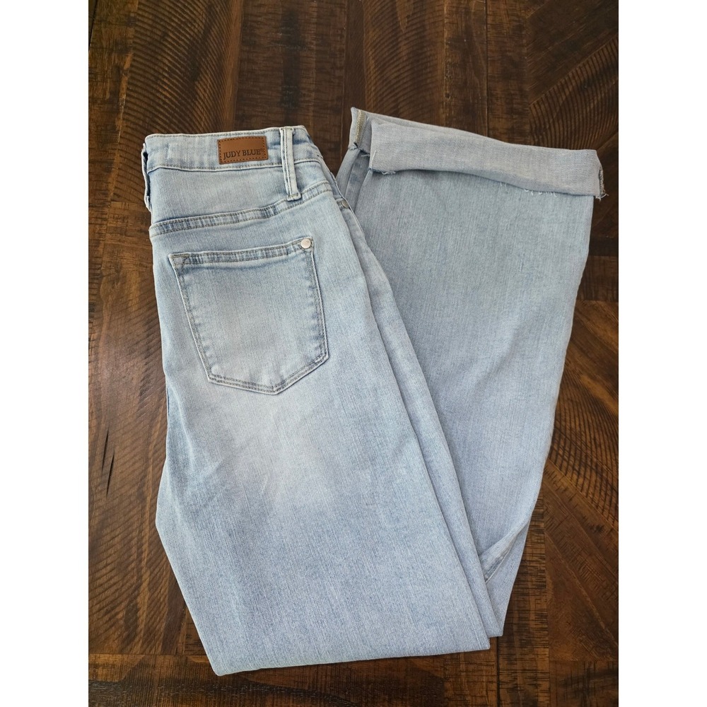 Judy Blue Womens Straight Fit Light Wash Raw Hem Jeans 3/26 JB88576 LT-CO